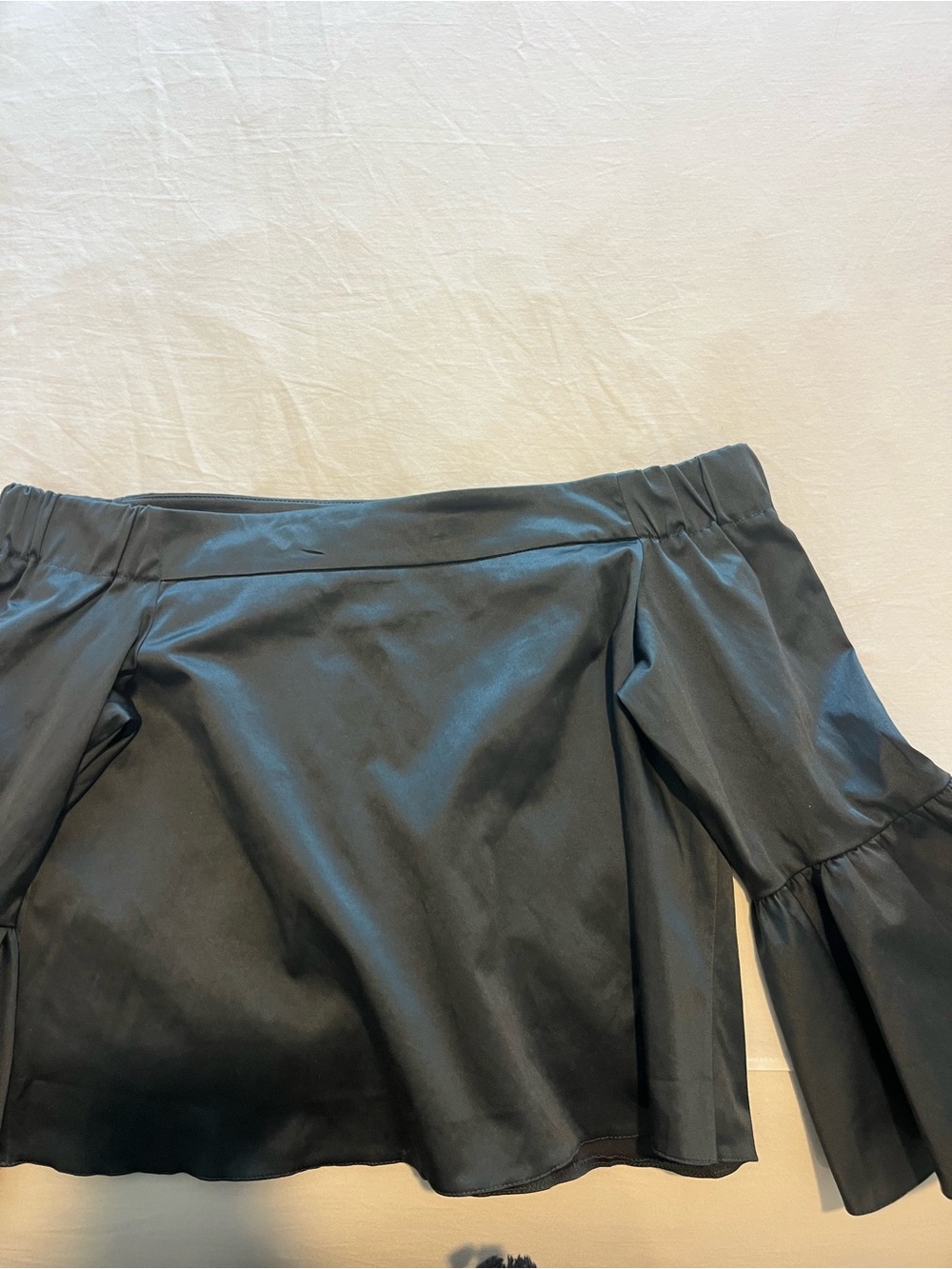 ASOS Black Satin Off-Shoulder Top